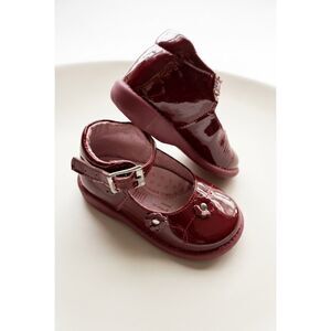 Wizzy Burgundy Patent Leather T-Strap Mary Jane Shoes Coquette Toddler Size 6